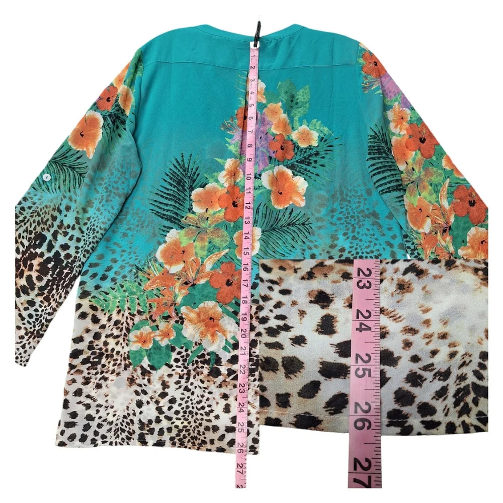 Soft Surroundings Lightweight Sheer Floral Animal Print Tunic Top Petite - Picture 14 of 14